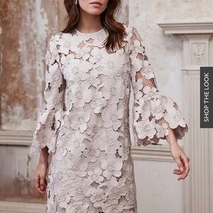 Elegant Floral Lace Dress in Cream from MINT VELVET